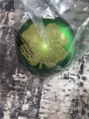 Green shatterproof shamrock ornament new